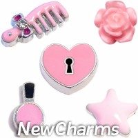 CSL129 Pretty in Pink Charm Set for Floating Lockets