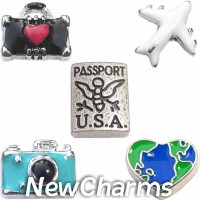 CSL139 Travel Here There Everywhere Charm Set for Floating Lockets