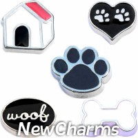 CSL140 Woof Woof Puppy Dog Charm Set for Floating Lockets