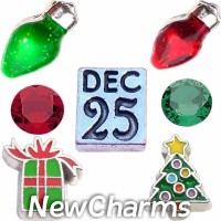 CSL145 December 25th Christmas Day Charm Set for Floating Lockets