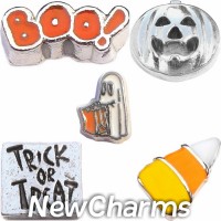 CSL147 Trick or Treat Halloween Charm Set for Floating Lockets