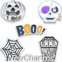 CSL154 Black and Orange Scary Halloween Charm Set for Floating Lockets