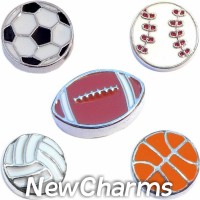 CSL156 Lets Play Sports Ball Charm Set for Floating Lockets