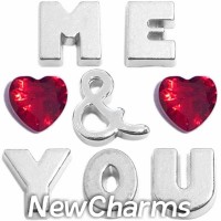 CSL159 Me and You Love and Hearts Charm Set for Floating Lockets