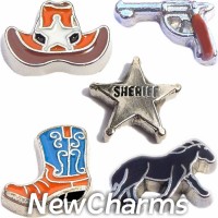 CSL161 Howdy Sheriff Country Cowboy Charm Set for Floating Lockets