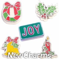 CSL165 Holiday Joy Christmas Season Charm Set for Floating Lockets