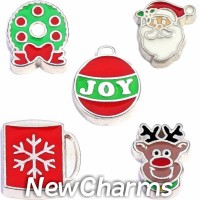 CSL167 Holly Jolly Holiday Christmas Charm Set for Floating Lockets