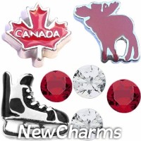 CSL168 Oh Canada Moose and Hockey Charm Set for Floating Lockets