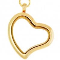 AG92 Gold Heart Locket with jump ring and necklace