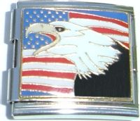 CT5045 Eagle on US Flag Mega Italian Charm