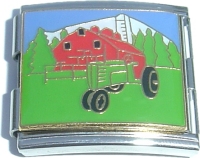 CT5067 Red Barn and Green Tractor Mega Italian Charm