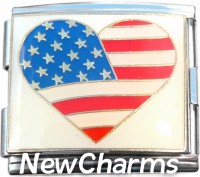 CT5102 USA Flag Heart Mega Italian Charm 