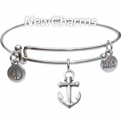 Bangle Bracelet with JT120 Silver Anchor