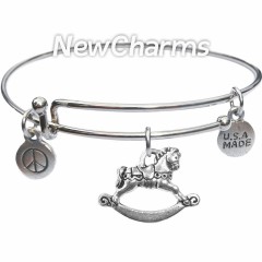 Bangle Bracelet with JT129 Silver Rocking Horse