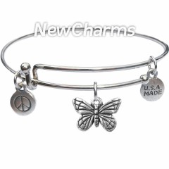 Bangle Bracelet with JT134 Silver Butterfly