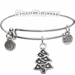 Bangle Bracelet with JT149 Silver Christmas Tree