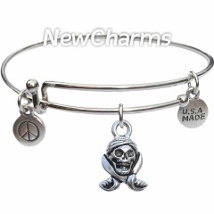 Bangle Bracelet with JT155 Pirate Skull