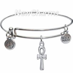 Bangle Bracelet with JT189 Silver Ankh