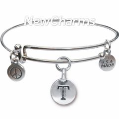 Bangle Bracelet with JT190T Silver Letter T 