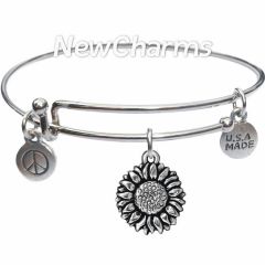 Bangle Bracelet with JT191 Silver Sunflower