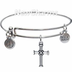 Bangle Bracelet with JT205 Silver Wrapped Cross