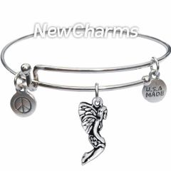 Bangle Bracelet with JT211 Silver Leaf Fairy