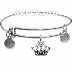 Bangle Bracelet with JT213 Silver Crown