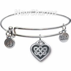 Bangle Bracelet with JT227 Silver Celtic Heart