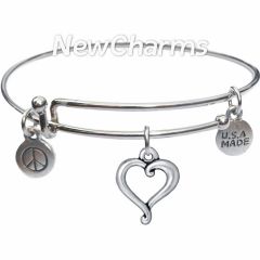 Bangle Bracelet with JT229 Silver Jubilee Open Heart