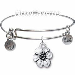 Bangle Bracelet with JT236 Silver Apple Blossom