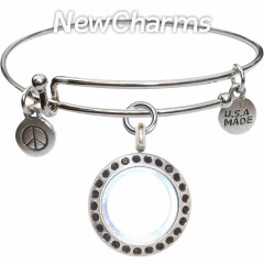 Bangle Bracelet with Locket and Stones