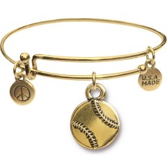 Goldtone Bangle Bracelet and Baseball JT309