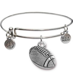 Silvertone Bangle Bracelet and Football JT310