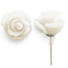 EAR01 White Rose Flower Earrings