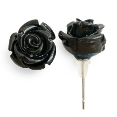 EAR02 Black Rose Flower Earrings