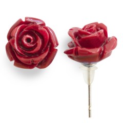 EAR03 Maroon Rose Flower Earrings
