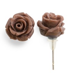 EAR04 Chocolate Rose Flower Earrings