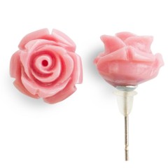 EAR05 Pink Rose Flower Earrings