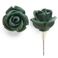 EAR06 Emerald Rose Flower Earrings