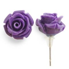 EAR07 Grape Rose Flower Earrings