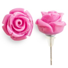 EAR08 Hot Pink Rose Flower Earrings