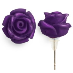 EAR11 Plum Rose Flower Earrings