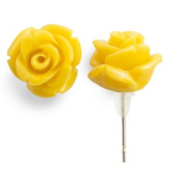 EAR13 Yellow Rose Flower Earrings
