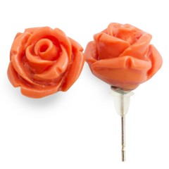 EAR14 Orange Rose Flower Earrings
