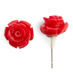 EAR15 Red Rose Flower Earrings