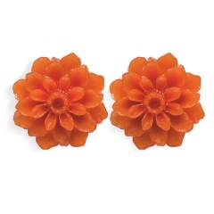 EAR21 Orange Dahlia Flower Earrings