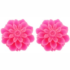 EAR29 Hot Pink Dahlia Flower Earrings