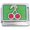 C012 Red Cherries on Green Italian Charm