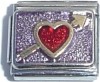 C025 Red Heart on Purple Italian Charm