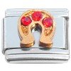 C059red Horseshoe Red Bling Italian Charm